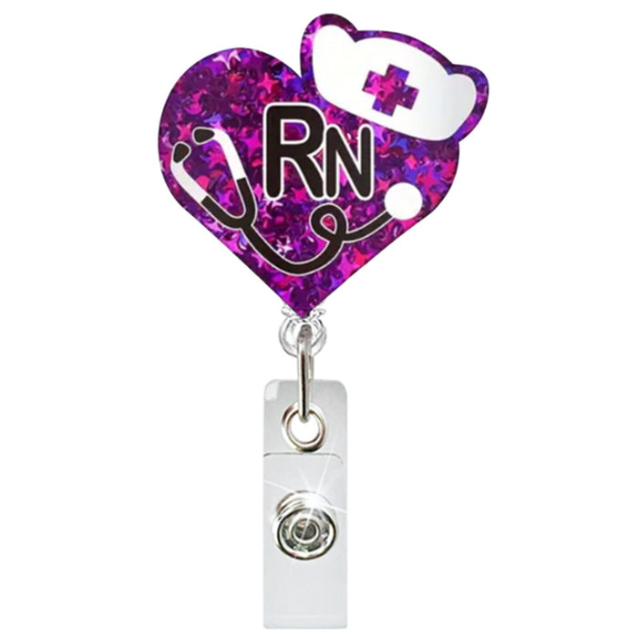 Wholesale Stethoscope Easy-pull Button Love Cross Acrylic Telescopic Keychain JDC-KC-GuXi005