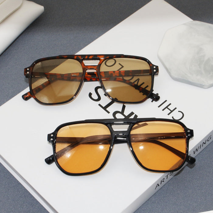 Wholesale Box sunglasses UV resistant retro double beam sunglasses