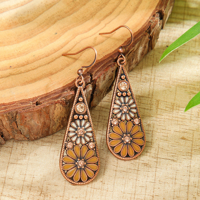 Wholesale 2pcs Bohemian drop-shaped turquoise earrings