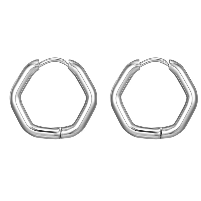 Wholesale geometric shaped ear buckle titanium steel earrings