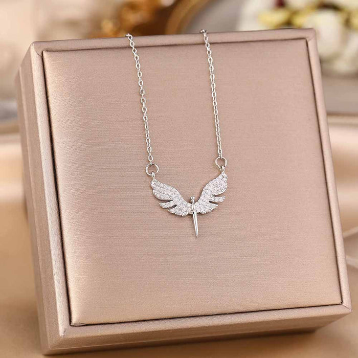 Wholesale Micro-Inlaid Zirconia Silver Titanium Steel Necklace JDC-NE-YinY001