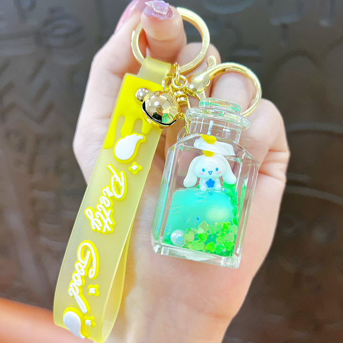 Wholesale Acrylic Quicksand Oil Square Bottle Keychain JDC-KC-YanG061