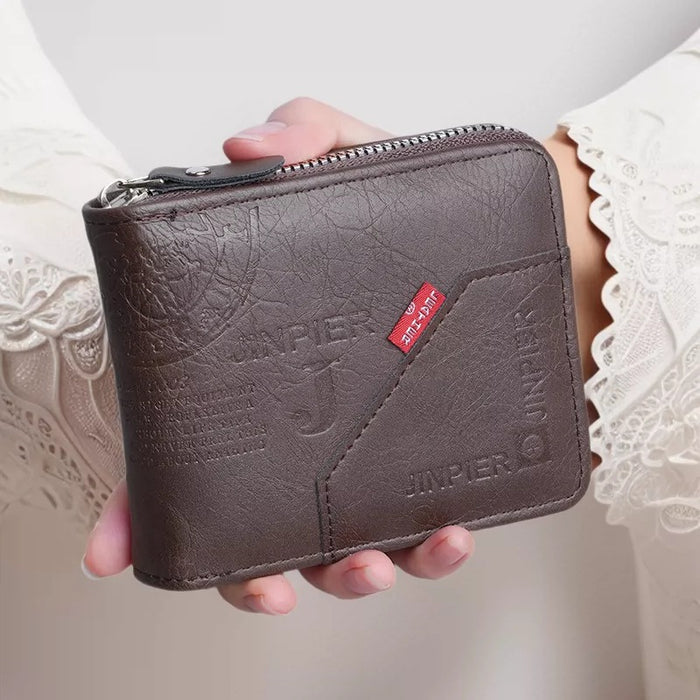Wholesale Vintage Men' s Pu Leather Zipper Wallet Coin Purse Gift Boutique