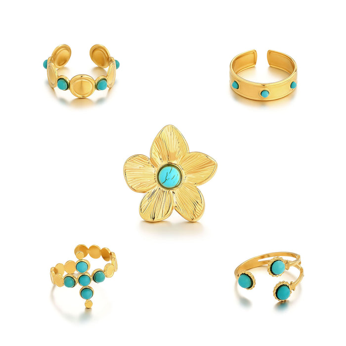 Wholesale Turquoise Personalized Stainless Steel Rings