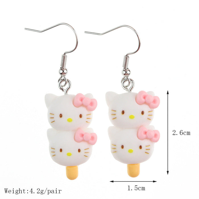 Wholesale Resin Earrings Cute Cartoon Bear Kitty Kitten (S) JDC-ES-niqing026