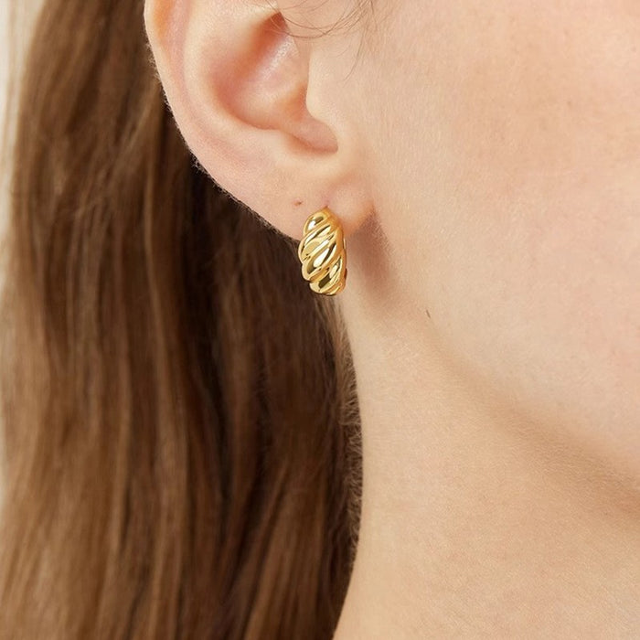 Wholesale Copper Alloy Earrings with Star and Sheep Horn Design,  Fashionable and Simple,  Unique High-End Style,  Versatile Women' s Ear Studs