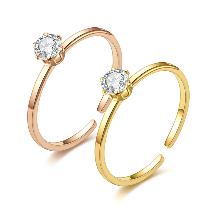 Wholesale Open zircon ring does not fade titanium steel ring popular hand jewelry for women