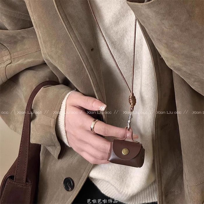 Wholesale Leather Coin Purse Necklace Women's Pendant Earphone Storage Bag