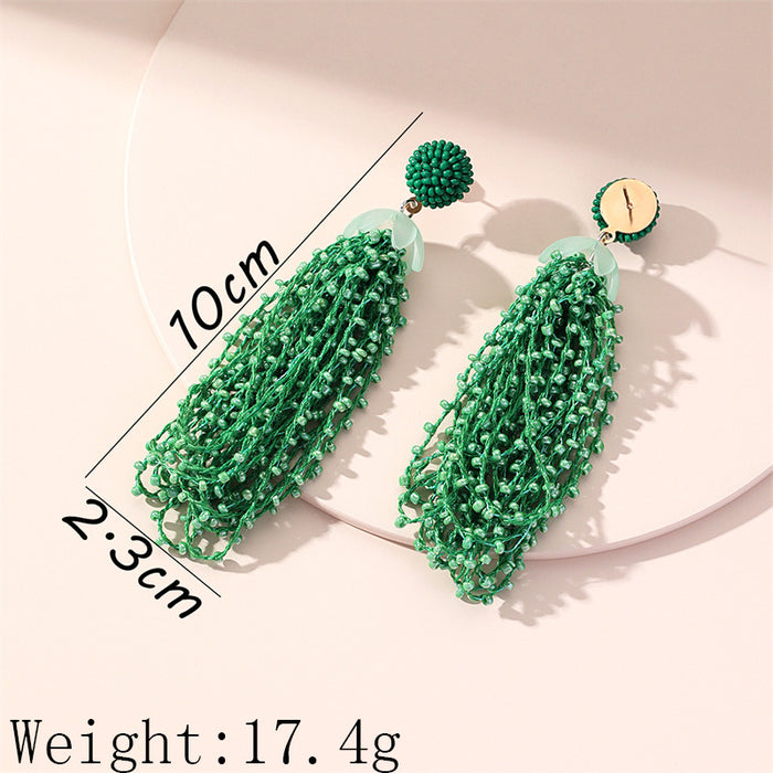 Wholesale Long Rice Bead Tassel Earrings Vintage JDC-ES-Gute057