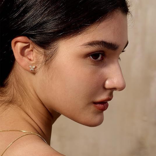 Wholesale Minimalist Crystal Butterfly Earrings with Golden Geometric Earrings