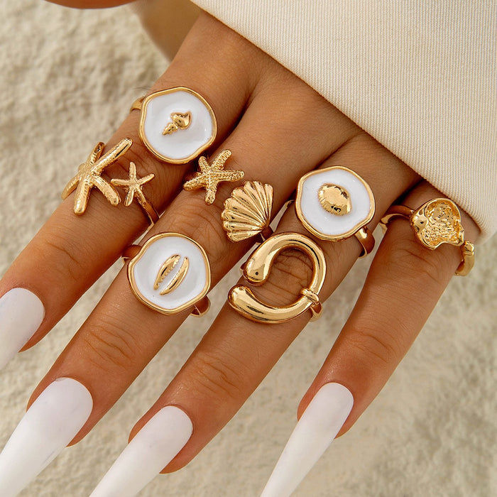 Wholesale Flower Pearl Ring Set – Fashion Accessory Dripping Oil Design MOQ≥5