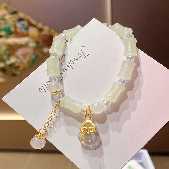 Wholesale Bamboo Joint Design Imitation Jade Peace Buckle Bracelet MOQ≥3