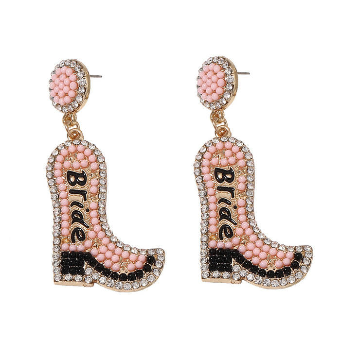Wholesale boots alloy rhinestone earrings  beads drop oil earrings for women