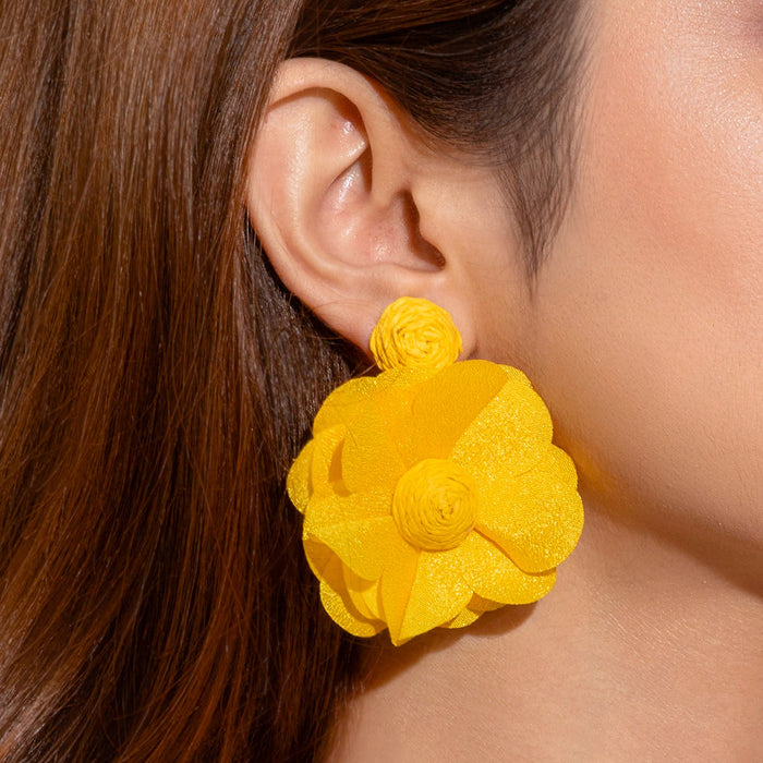 Wholesale Raffia Flower Earrings Summer Beach Style Fashion Accessory MOQ≥2