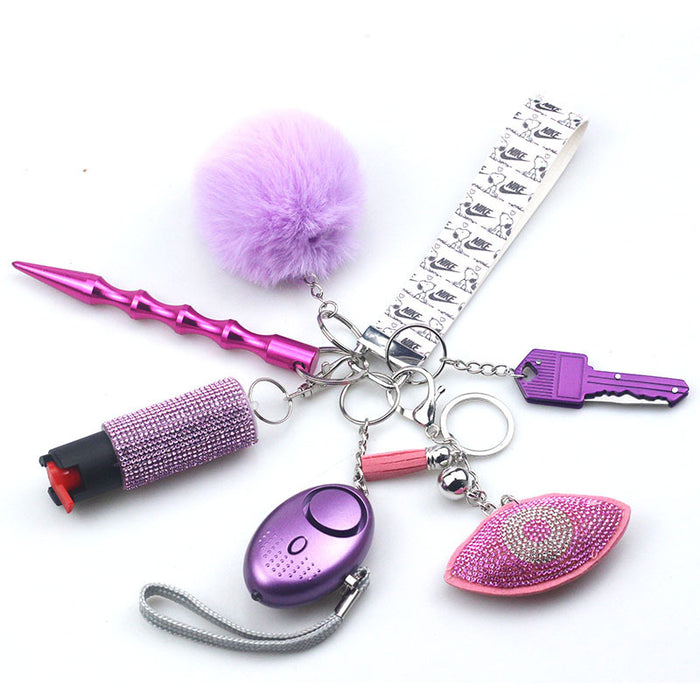 Wholesale Devil's Eye Multifunctional Fur Ball PU Leather Keychain JDC-KC-TouMS084