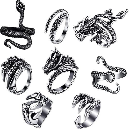 Wholesale Skull and Animal Head Ring Set Alloy Unisex Fashion Accessory Gift