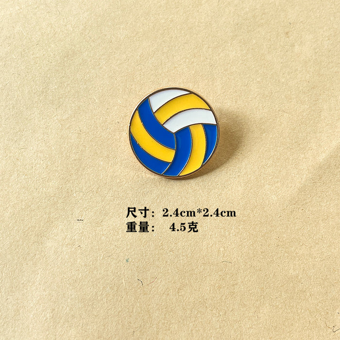 Wholesale Football cartoon brooch, basketball badminton, cute metal personalized badge, clothing bag accessories