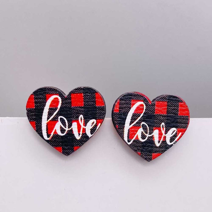 Wholesale Valentine' s Day wooden earrings pink envelope dwarf rose lovely earrings Valentine' s Day jewelry