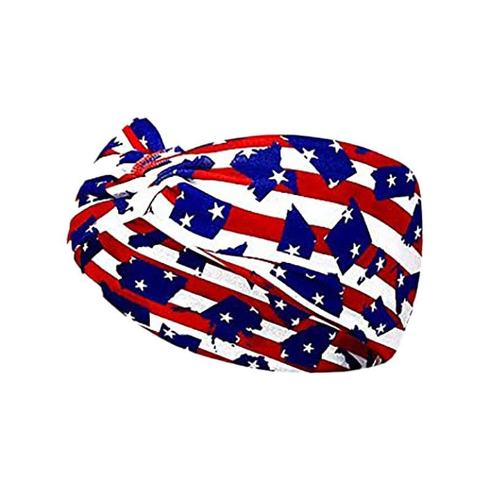 Wholesale 2PCS American Flag Independence Day Stars Knotted Sweat Absorbent Sports Bundle Fabric Headband JDC-HD-YunQ001