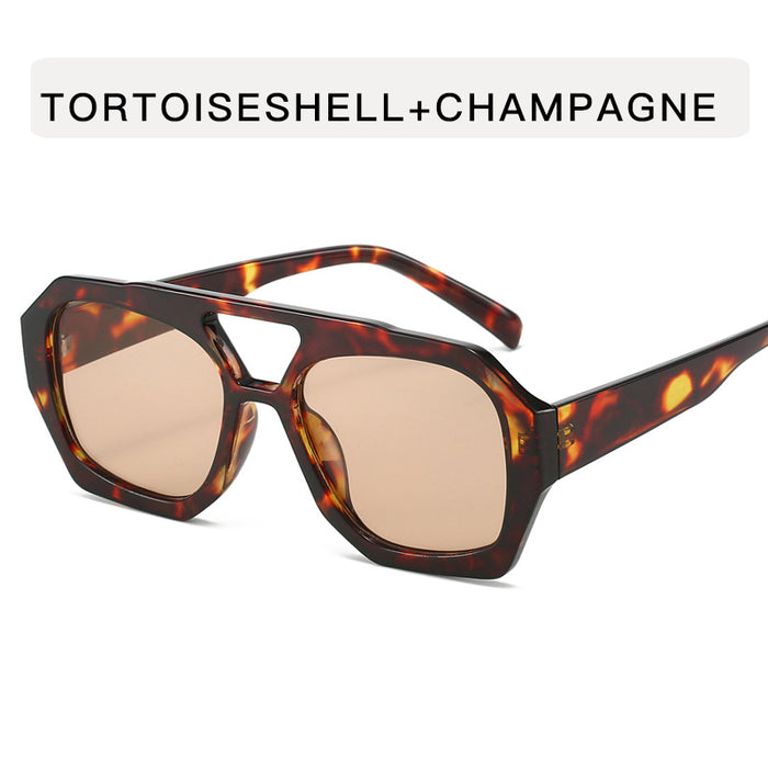 Wholesale Double-beam Retro Irregular Sunglasses Men's Women's Plain-made Women's