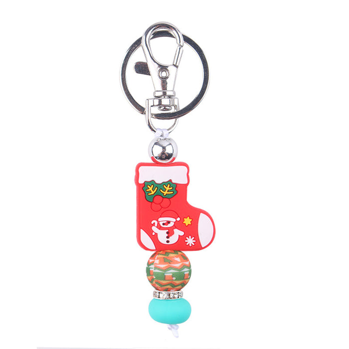 Wholesale Christmas Series Silicone Beaded Keychain JDC-KC-GuangTian028