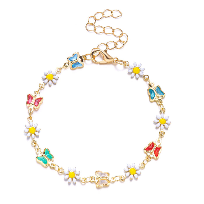 Wholesale Colored diamond heart-shaped chain bracelet