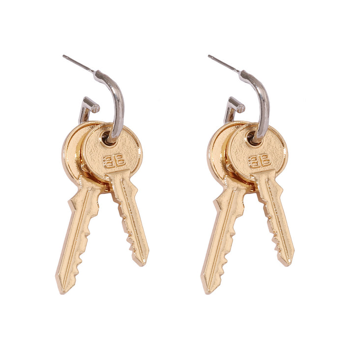 Wholesale Key Shape Zinc Alloy Earrings JDC-ES-YueLi019