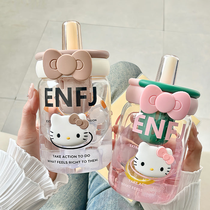 Wholesale Glass Sippy Cup with Straw Cartoon Design Ideal for Office Tea and Coffee