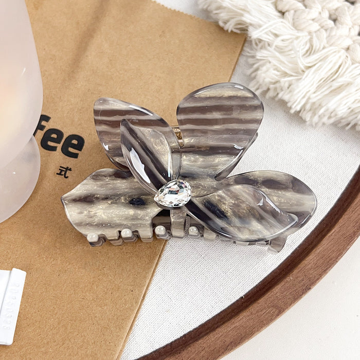 Wholesale Flower Acetate Hair Claw Clip with Rhinestones - Stylish Fashion Accessory