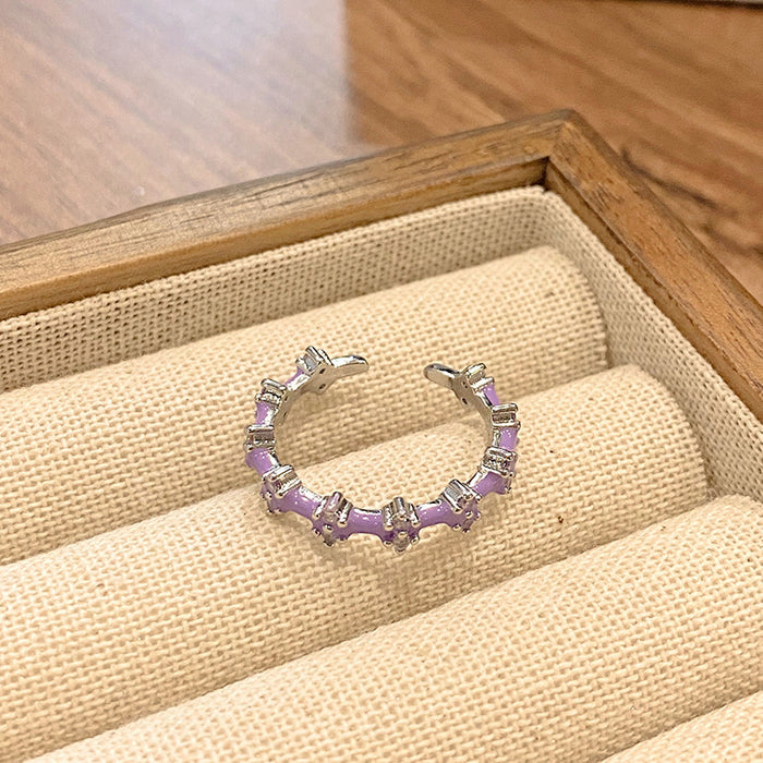 Wholesale Butterfly drop glazed flower ring, niche, high-end, light luxury, personalized, fashionable, exquisite, versatile ring