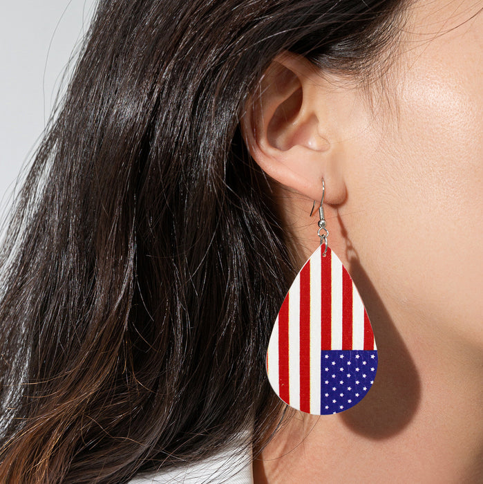 Wholesale Leather earrings with printed pentagram PU leather earrings and water droplet multi-layer earrings wholesale