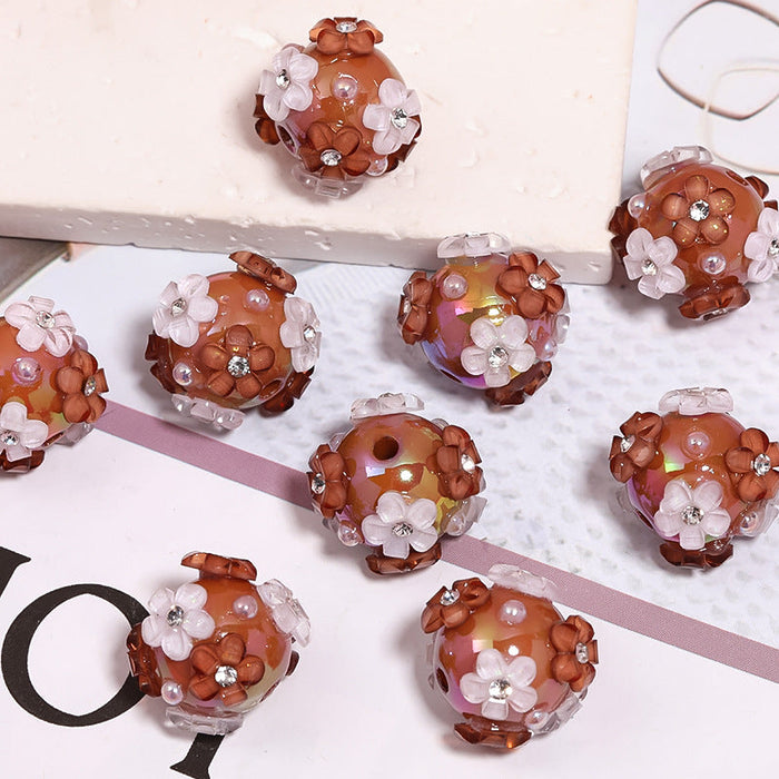 Wholesale 5PCS DIY Pearl Flower Acrylic Beads JDC-BDS-BLinG004