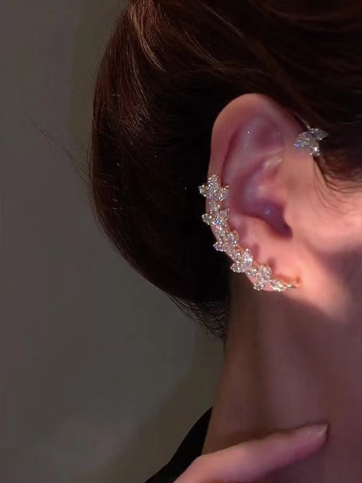 Wholesale Zircon ear clip without ear hole, high-end feeling ear bone clip with silver earrings