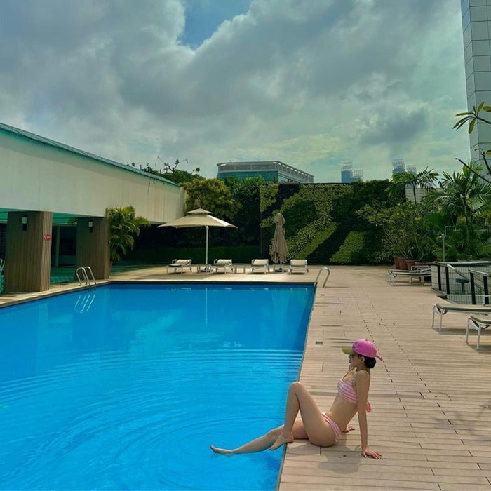 Wholesale Bikini retro striped shoulder strap split swimsuit