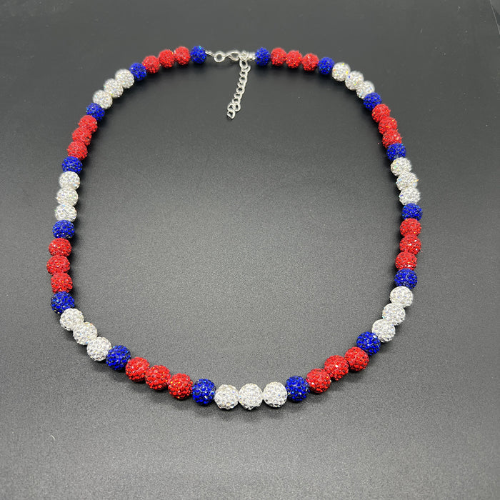 Wholesale Baseball necklace hip hop colorful diamond ball jewelry necklace