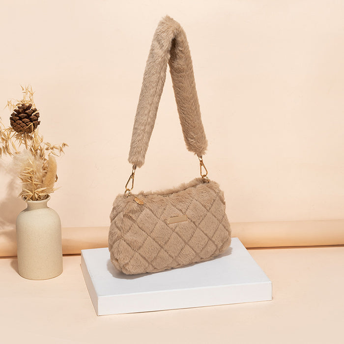 Wholesale Autumn and Winter Plush Bags New Versatile Shoulder Bags Niche Design High-end Armpit Bags JDC-SD-JF004