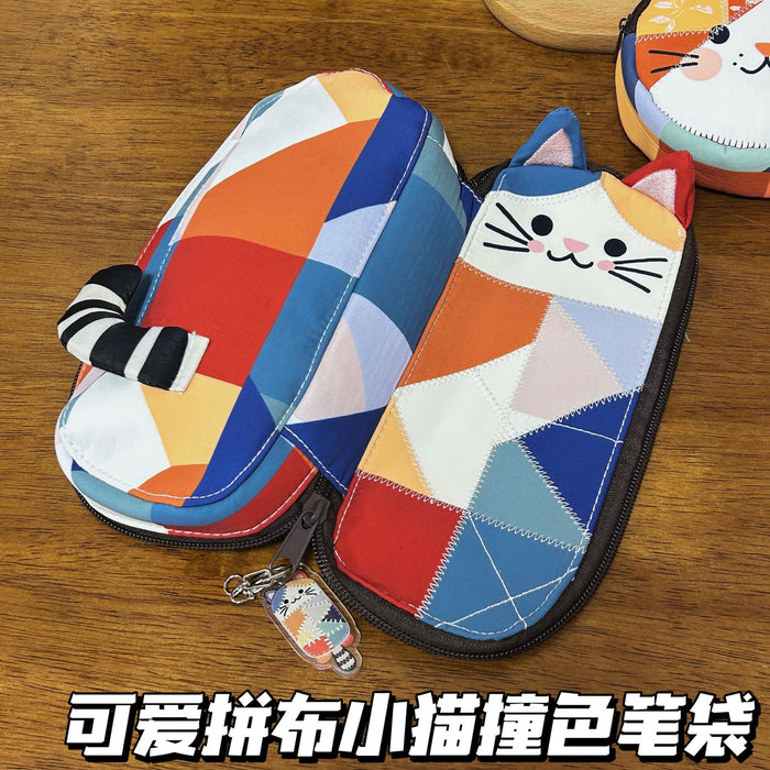 Wholesale Cotton Patchwork Kitten Pen Case - Trendy Portable Pencil Storage