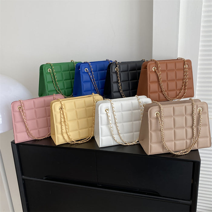 Wholesale PU Embossed Checkered Candy Color Shoulder Messenger Bag JDC-SD-QiSheng011