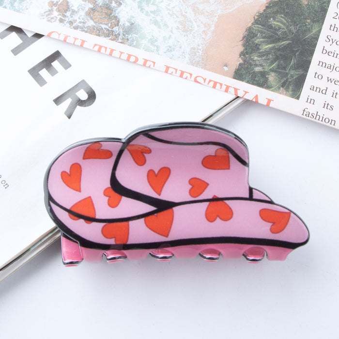 Wholesale Small heart,  sunflower,  cow pattern,  imitation acetate Hair Clips