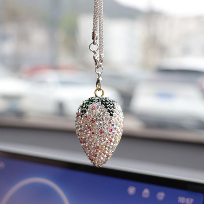 Wholesale Crystal Cherry Strawberry Car Charm Pendant Trendy Car Key Accessory