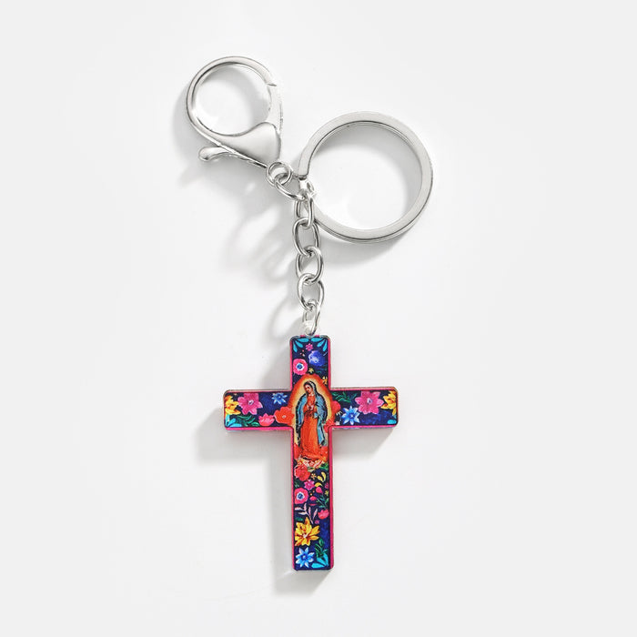 Wholesale Acrylic Cross Keychain JDC-KC-HuiWen017