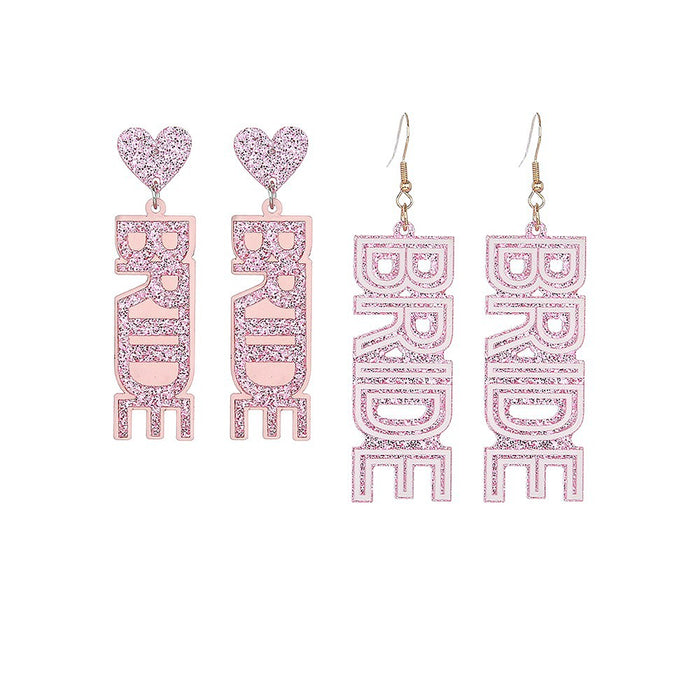 Wholesale Bride Earrings Handmade Cute Love Shiny Pink  Acrylic Earrings