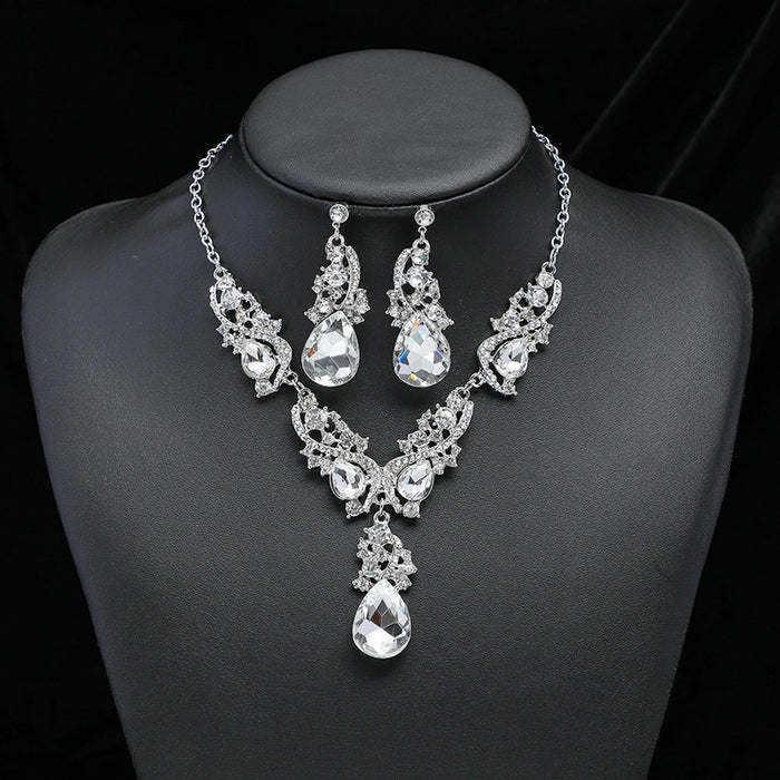 Wholesale exaggerated necklace earrings set for alloy plating jewelry dress