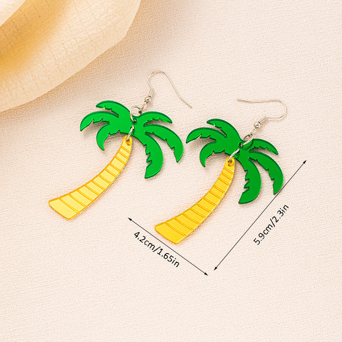 Wholesale Coconut Tree Pineapple Palm Leaf Acrylic Cartoon Earrings JDC-ES-JiaYi009