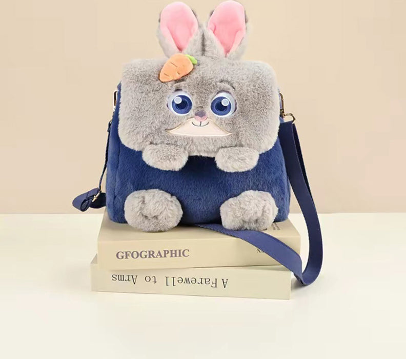 Wholesale Cute cartoon large capacity backpack crossbody bag plush flip backpack