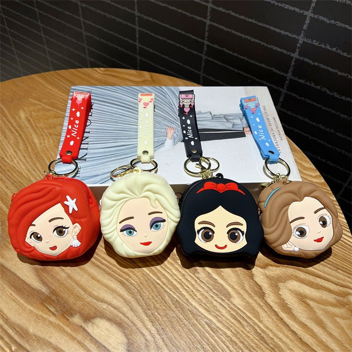 Wholesale Cute cartoon coin purses and keychains for girls in various colors.