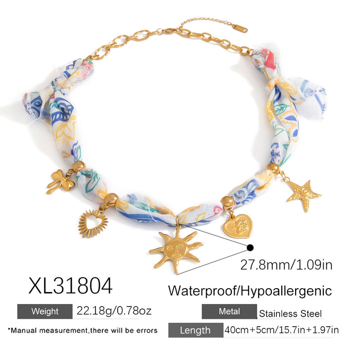 Wholesale Titanium Steel Necklace  Gold Accessible Luxury High-End Sun Flower Silk f Titanium Steel Color-Preserving Clavicle Chain Necklace