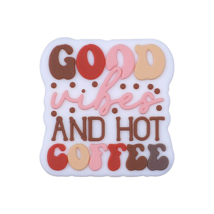 Wholesale 20pcs Coffee Beaded Alphabet Silicone Beads Wholesale JDC-BDS-HeXing080