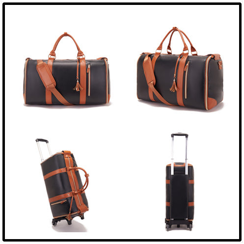 Wholesale Travel convenient carry-on clothing bag large PU leather luggage trolley bag