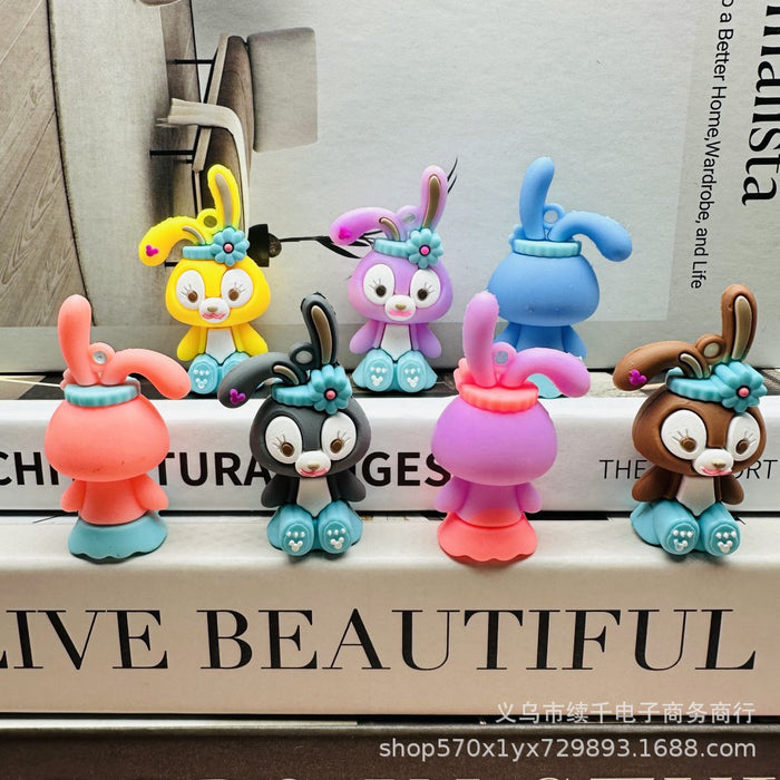 Wholesale Cartoon sitting keychain DIY soft plastic figurine car keychain